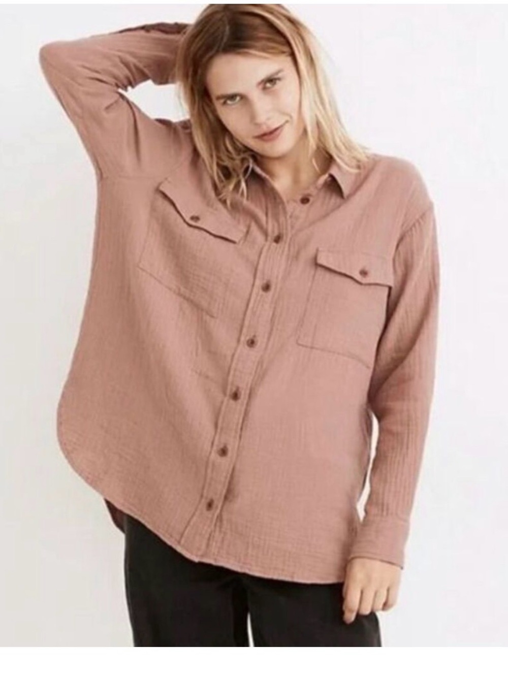 Madewell Men's Lightweight Button-Up Shirt Jacket in Dusty Mauve